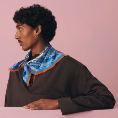 エルメス HERMES コーチング サングル LES SANGLES 771730S STOLE Les Sangles stole - Blue | Hermès USA